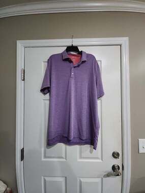 Johnnie-O Performance Polo Shirt Purple Striped XL